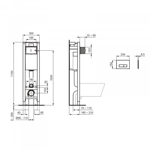 Rezervor incastrat cu clapeta Oleas M2 alb Ideal Standard [3]