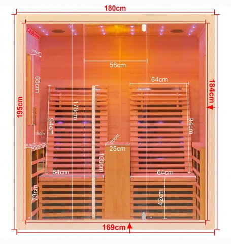 Sauna uscata cu incalzitor de carbon-magneziu, 180 x 150 x 195 cm, Carbon 2 Sanotechnik [4]