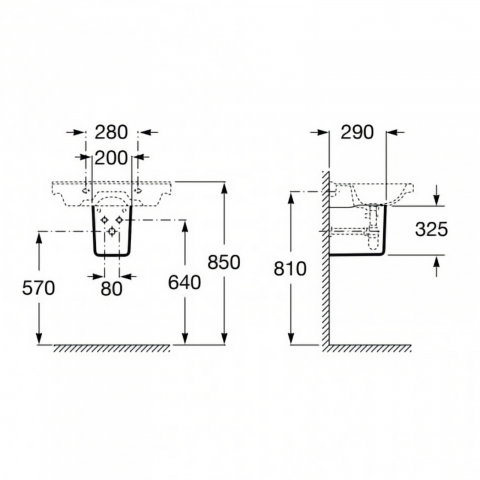 Semi-piedestal din portelan pentru lavoar Debba 200 x 290 x 325 mm Roca [1]
