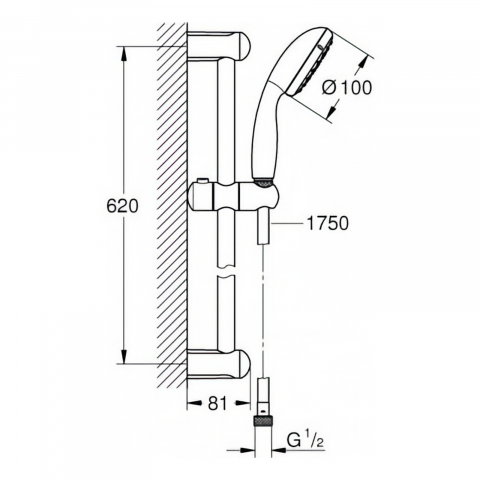 Set baterii Bau Edge New dus MONO cu bara 600 MM, lavoar, dus si set de dus Tempesta 100 Grohe [3]