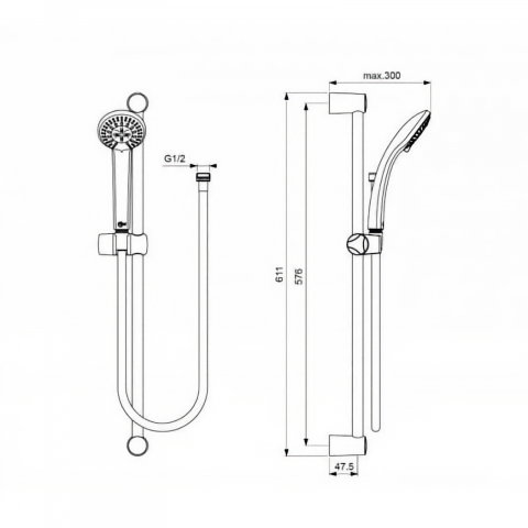 Set baterii baie Ideal Standard Alpha 3 in 1 crom BC486AA BC654AA B1489AA [2]