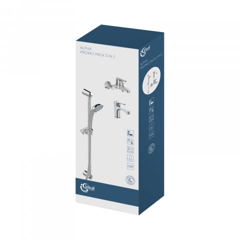 Set baterii baie Ideal Standard Alpha 3 in 1 crom BC486AA BC654AA B1489AA [1]
