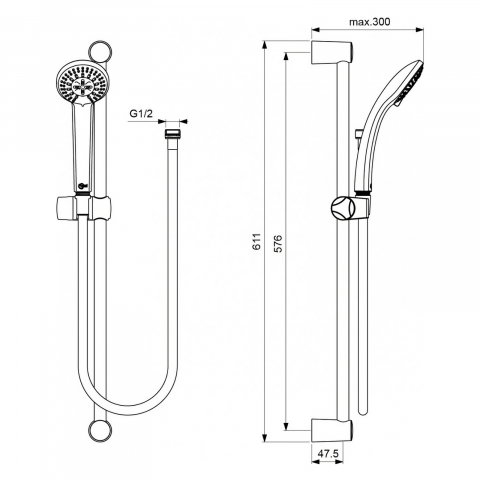 Set baterii baie Ideal Standard Alpha 3 in 1 crom BC486AA BC654AA B1489AA [5]