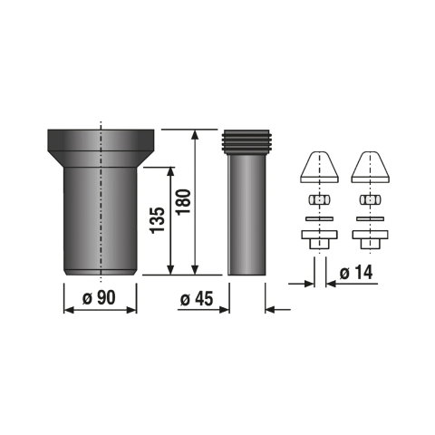 Set conectare vas WC suspendat, 180 mm, DN 90 Sanit Roca [1]