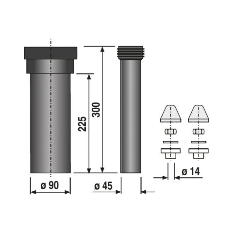 Set conectare vas WC suspendat, 300 mm, DN 90 Sanit Roca [1]