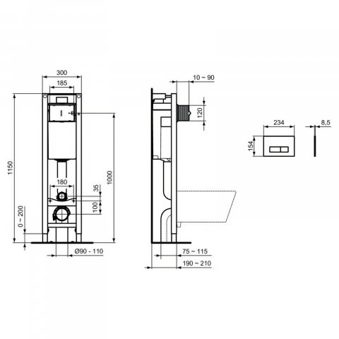 Set rezervor incastrat ProSys Eco M cu cadru metalic si clapeta Oleas M2 Crom Lucios Ideal Standard [3]