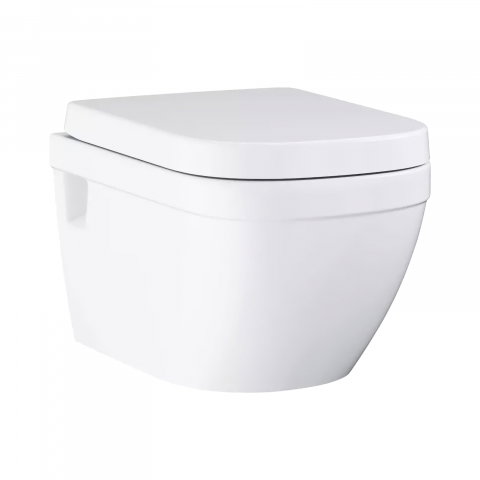 Baie - Set vas wc suspendat Grohe Euro Ceramic Rimless 54 x 37 cm si capac cu inchidere lenta, alb