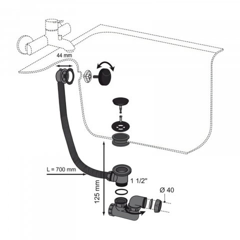 Coloana de cada neagra buton si dop ABS WIRQUIN [1]