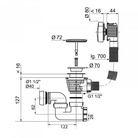 Coloana de cada neagra buton si dop ABS WIRQUIN [2]