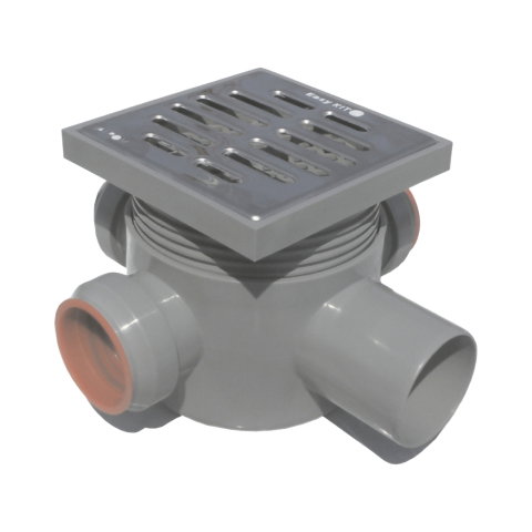 Sifoane de pardoseala - Sifon VALEasy "V" pardoseala 3IN D. 40-1OUT D.50 H80 prelungire si gratar inox Valrom