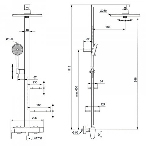 Sistem de dus cu baterie dus Ceraflow Alu+ Argintiu Ideal Standard [6]