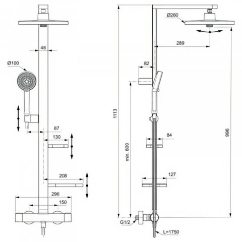 Sistem de dus cu baterie dus termostatata Ceratherm Alu+ Negru Ideal Standard [4]