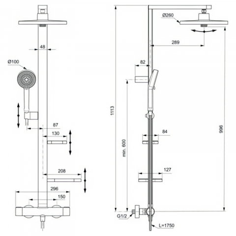 Sistem de dus cu baterie dus termostatata Ceratherm Alu+ Rose Ideal Standard [4]