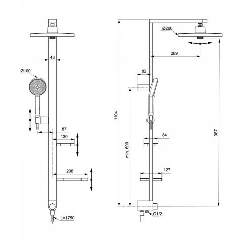 Sistem de dus cu divertor Ceraflow Alu+ Crom Ideal Standard [5]