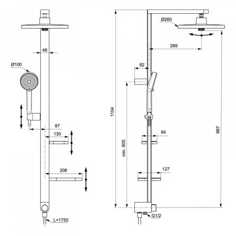 Sistem de dus cu divertor Ceraflow Alu+ Rose Ideal Standard [6]