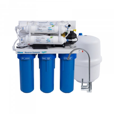 Sisteme de filtrare in etape - Statie osmoza inversa aquaPUR cu mineralizare si pompa Valrom