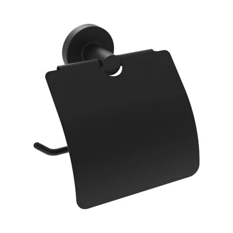Accesorii baie - Suport hartie igienica Iobagno Alfa AC1512BK negru mat cu clapeta