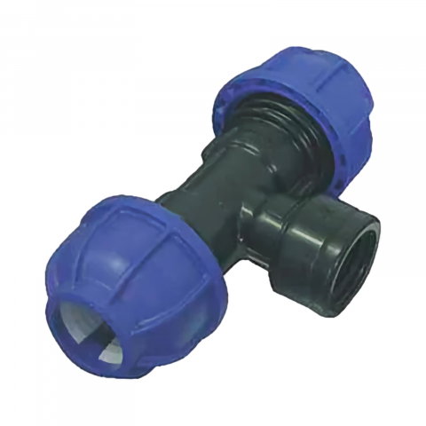 Tuburi, robineti, fitinguri PEHD pentru alimentare apa - Teu compresiune cu derivatie 25 x 3/4" filet interior