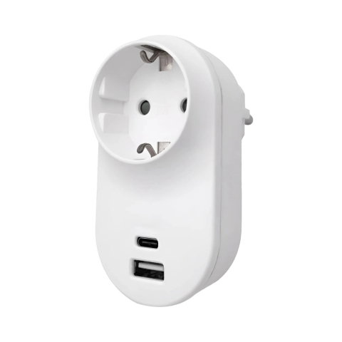 Prelungitoare si derulatoare - Stecher Schuko Braytron XLine USB-A USB-C 3.4A 17W alb