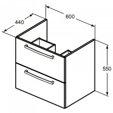 Unitate de lavoar 60 cm, suspendata, 2 sertare alb lucios Ideal Standard [2]