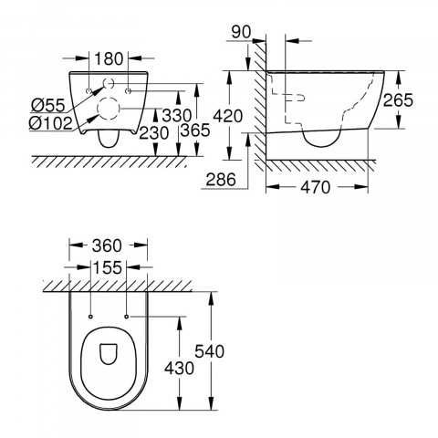 Vas WC Grohe Essence, suspendat, Rimless, PureGuard alb [2]