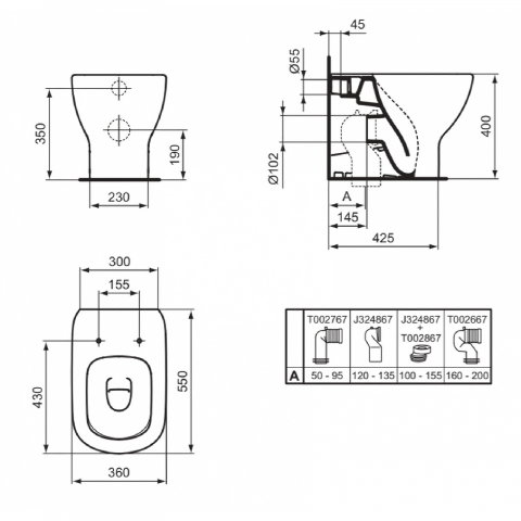 Vas WC pe pardoseala TESI AquaBlade pentru rezervor ingropat Ideal Standard [4]