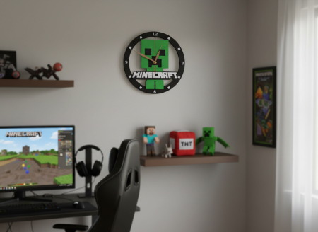 Ceasuri - Ceas de perete 3D printat, design inspirat din universul cubic, pentru cameră, birou sau gaming