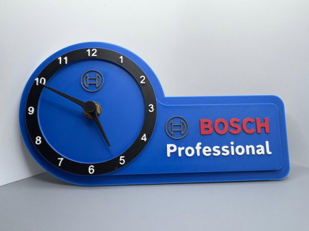 Ceasuri - Ceas decorativ 3D printat tip Bosch Professional pentru atelier, birou sau garaj
