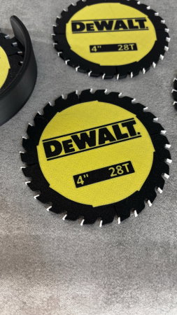 Set 4 suporturi pahare printate 3D cu suport depozitare, design industrial tip disc circular [1]