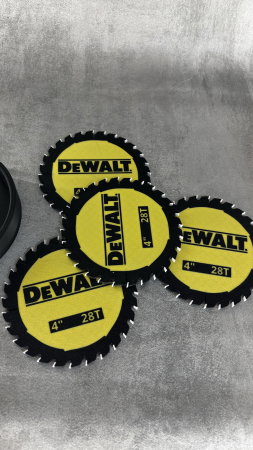 Set 4 suporturi pahare printate 3D cu suport depozitare, design industrial tip disc circular [2]