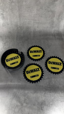 Casă & Lifestyle - Set 4 suporturi pahare printate 3D cu suport depozitare, design industrial tip disc circular