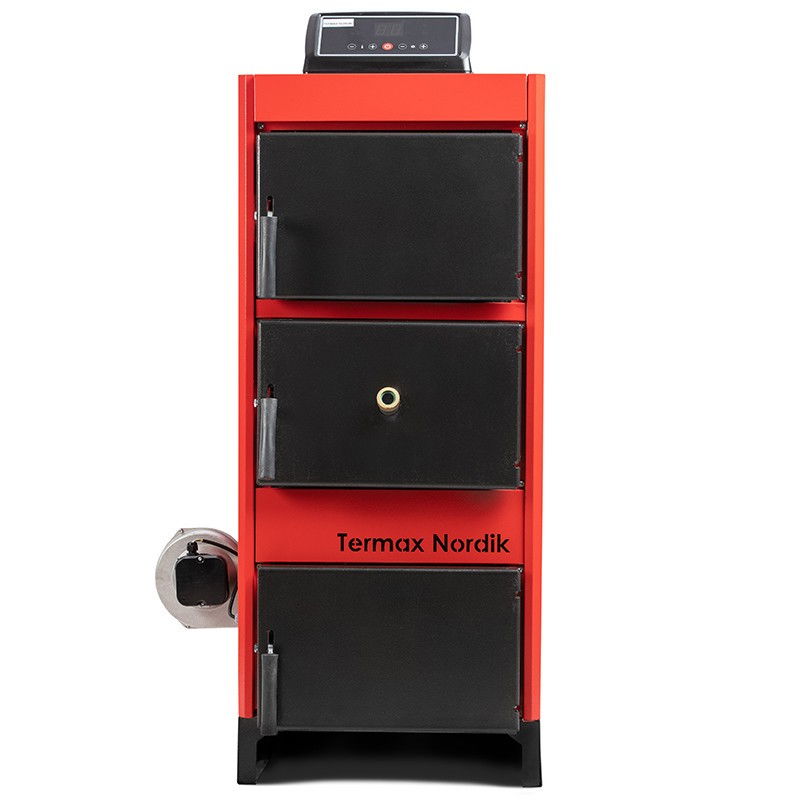 Centrala/Cazan pe lemn/carbune Termax Nordik 29 kW cu ventilator si automatizare, Ø cos fum 130 mm, volum manta apa 70 litri, 3 bar, 1320 x 780 x 485 mm [3]