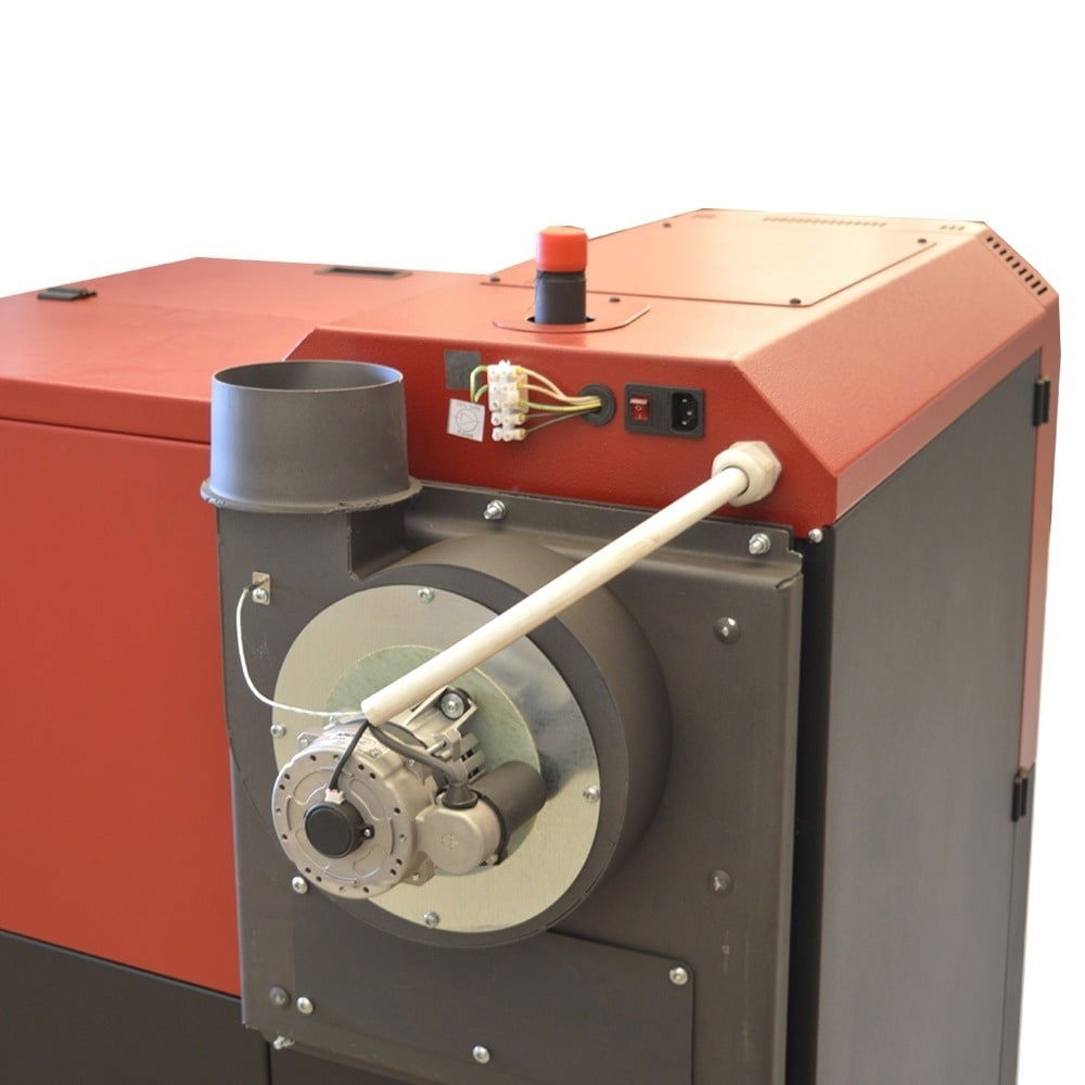 Centrala mixtă lemn/peleti Termax Tera 28 kW – 185 mp, buncar 95 kg, eficiență 92% [8]