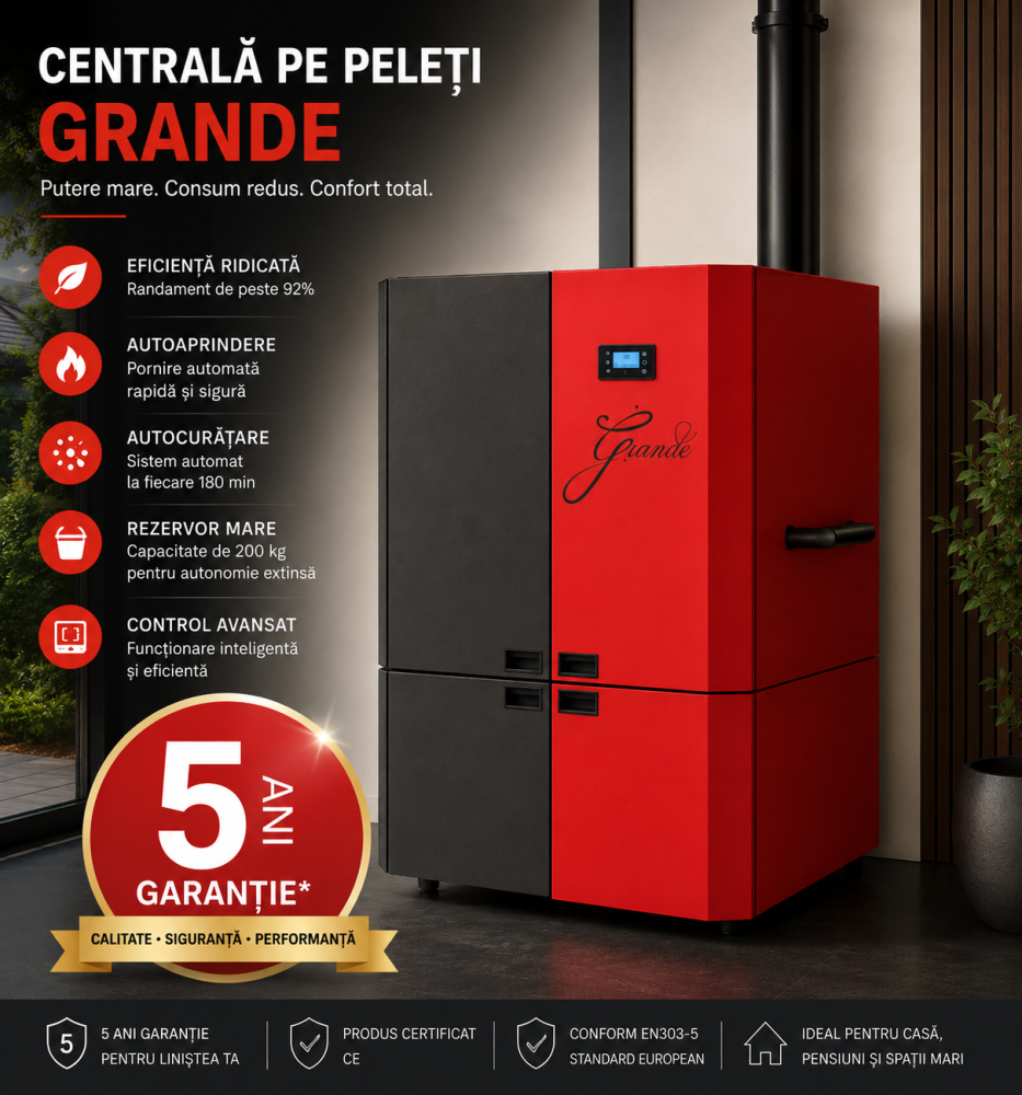 Cazan compact pe peleți GRANDE R-C 28 kW din oțel – randament >92% [3]