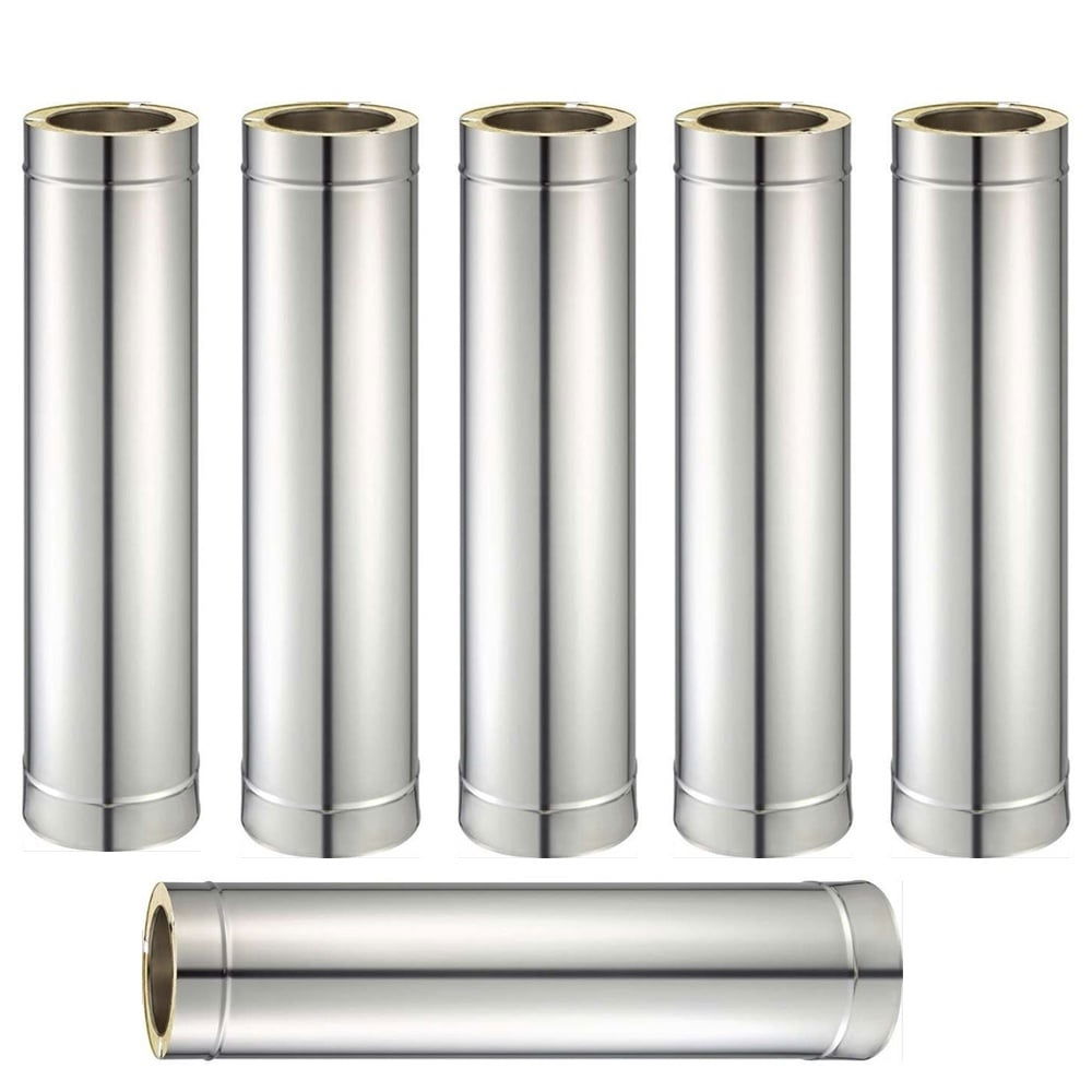 Pachet 6 tuburi inox izolat 1m Ø160 mm KOPH – dublu perete pentru coș fum [1]