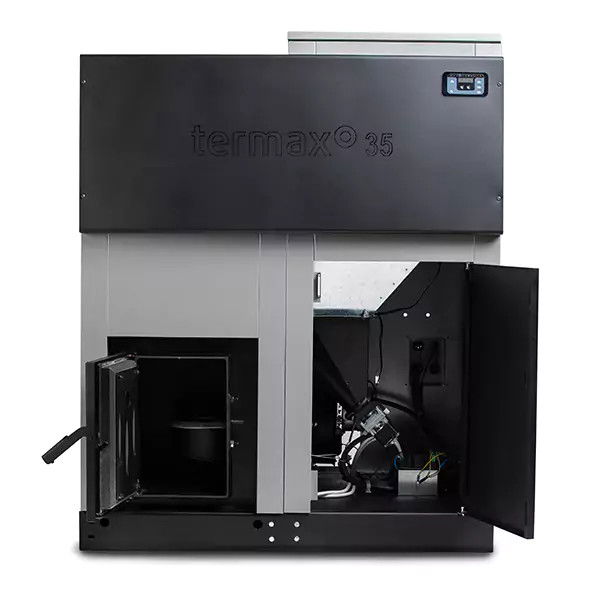 Pachet centrala cu peleti Termax ECO GRI 35 kW, 220 mp, buncar peleti 130 kg, diametru cos fum ⌀80 mm, volum apa 95 litri [4]