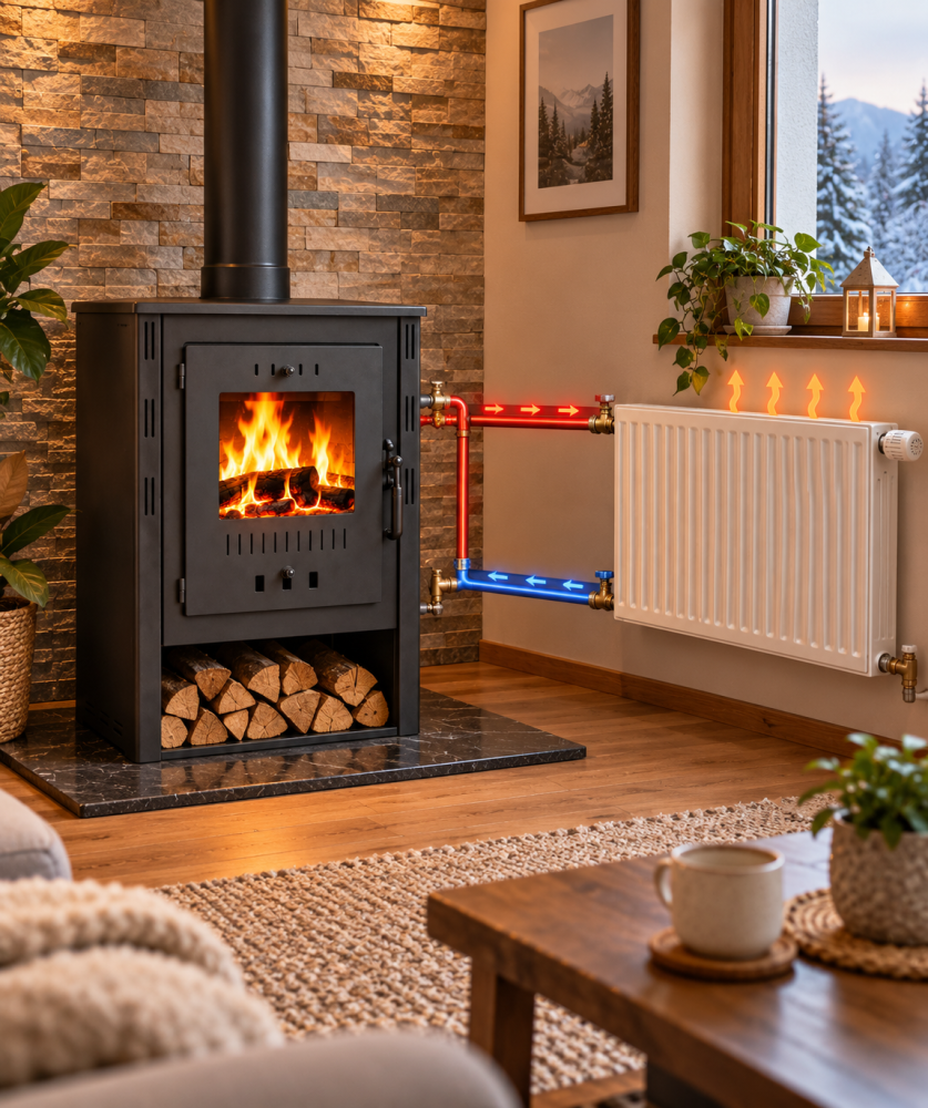 Pachet complet încălzire casă – Termosobă pe lemne 11,56 kW, 3 calorifere, pompă, vas expansiune, kit evacuare și accesorii [3]