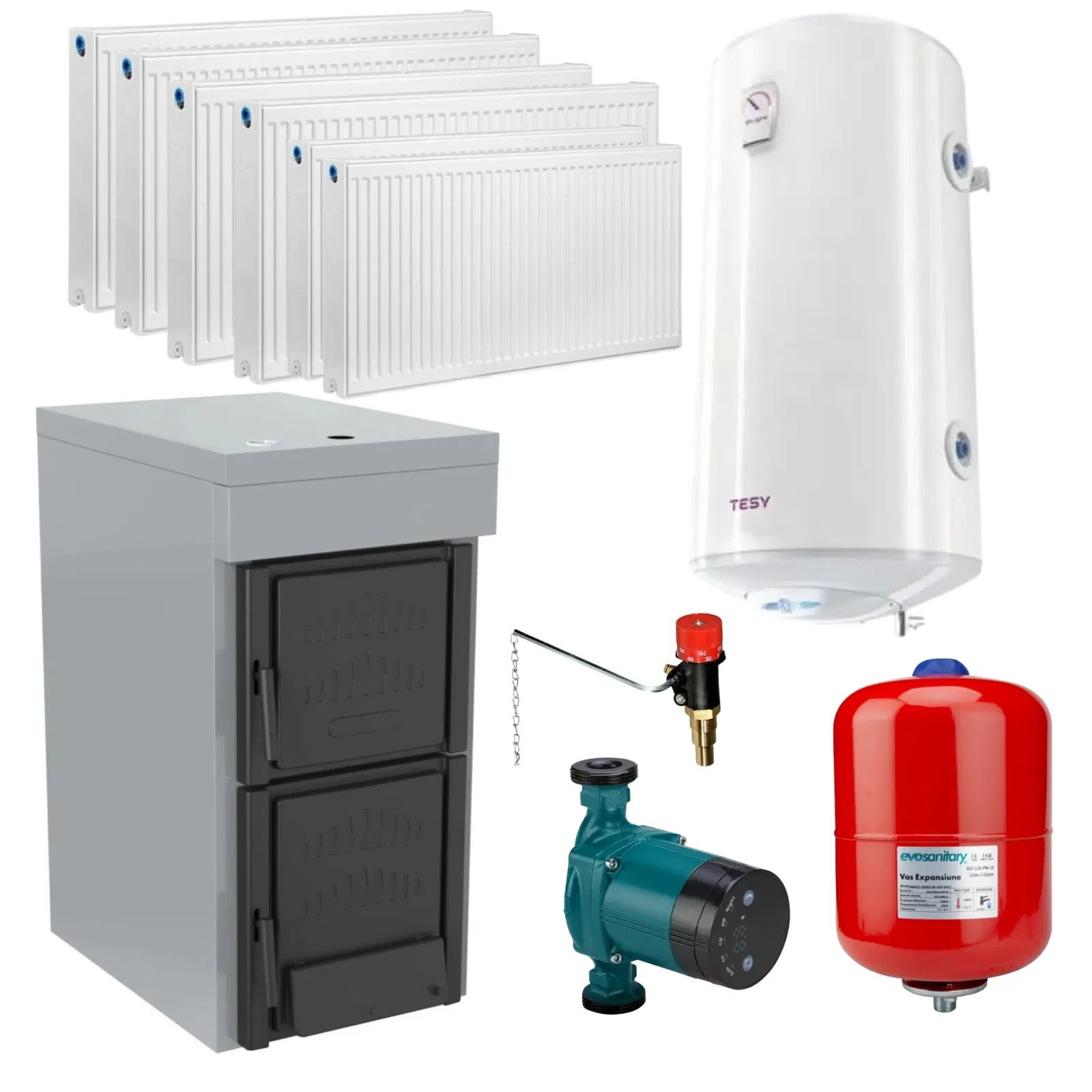 Pachet încălzire complet cazan fontă Hera Instal LX4 + 4 calorifere + boiler termo TESY 80L [1]