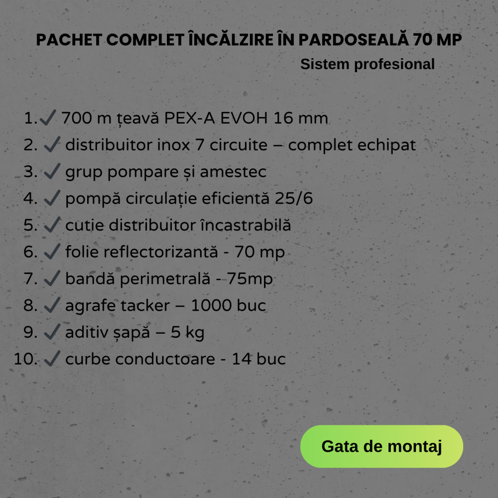 Pachet încălzire în pardoseală 70 mp – 700 m țeavă PEX-A EVOH 16 mm, distribuitor inox, grup amestec și pompă – sistem complet [2]