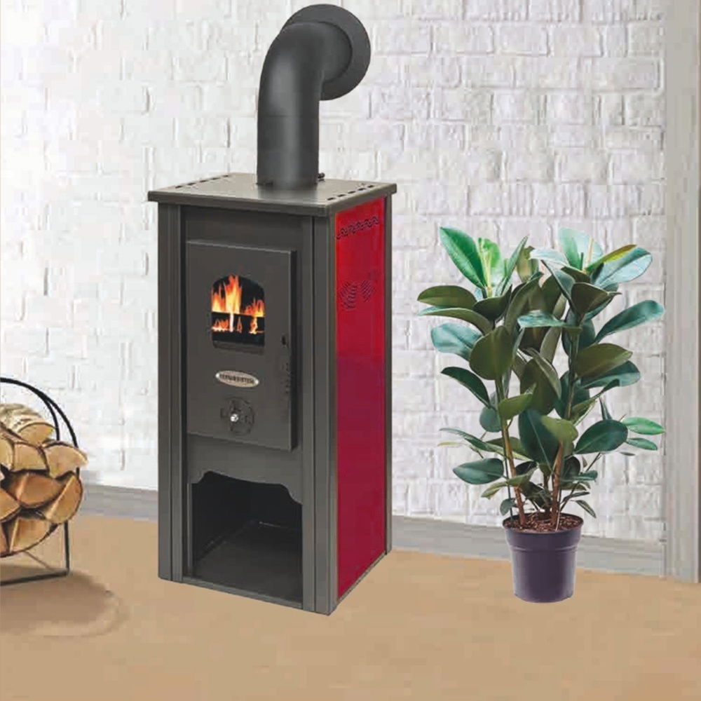 Pachet soba pe lemn Termax Bucur, 6.11 kW, randament 86.49%, 40 m², Rosu, set accesorii, aspirator cenusa si suport lemne foc metalic Termax M [4]