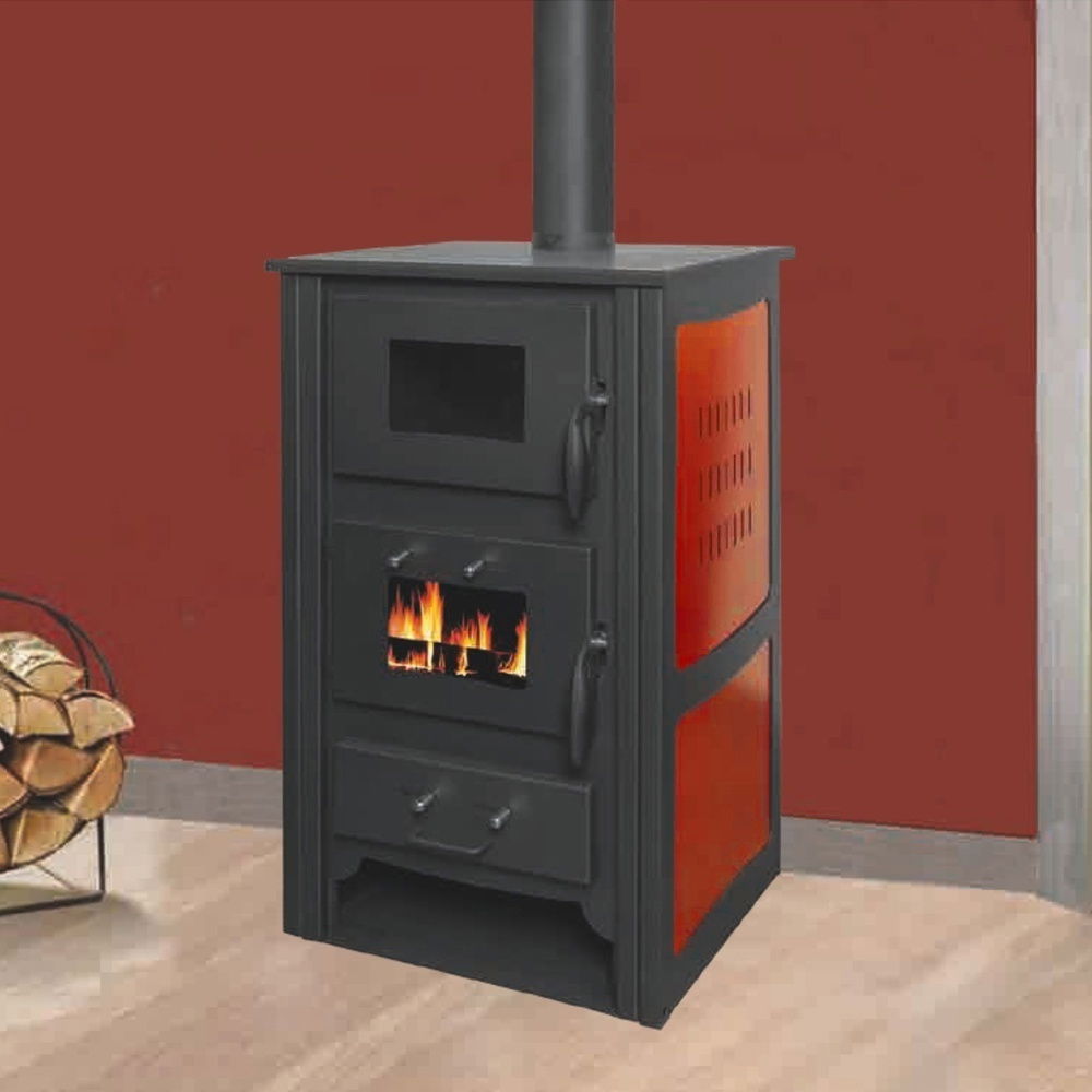 Pachet soba pe lemn Termax Doina, 12.2 kW, randament 84.17%, 80 m², cuptor de gatit integrat, Rosu, set accesorii, aspirator cenusa si suport lemne foc metalic Termax XL [4]