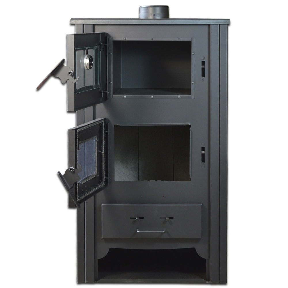 Pachet soba pe lemn Termax Doina, 12.2 kW, randament 84.17%, 80 m², cuptor de gatit integrat, Rosu, set accesorii, aspirator cenusa si suport lemne foc metalic Termax XL [5]