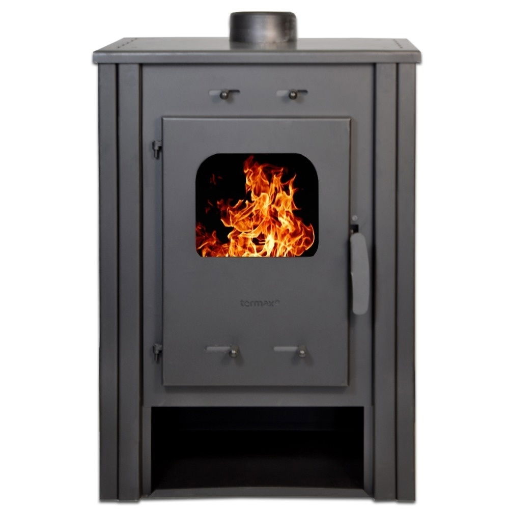 Pachet soba pe lemn Termax Haiduc, 7.02 kW, randament 85.74%, 45 m², Rosu, set accesorii, aspirator cenusa si suport lemne foc metalic Termax XL [3]