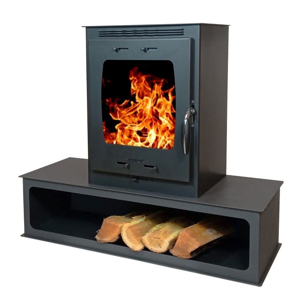 Pachet soba pe lemn Termax Mina, 9.47 kW, randament 84.32%, 60 m², spatiu depozitare lemne, Negru, set accesorii si aspirator cenusa [2]