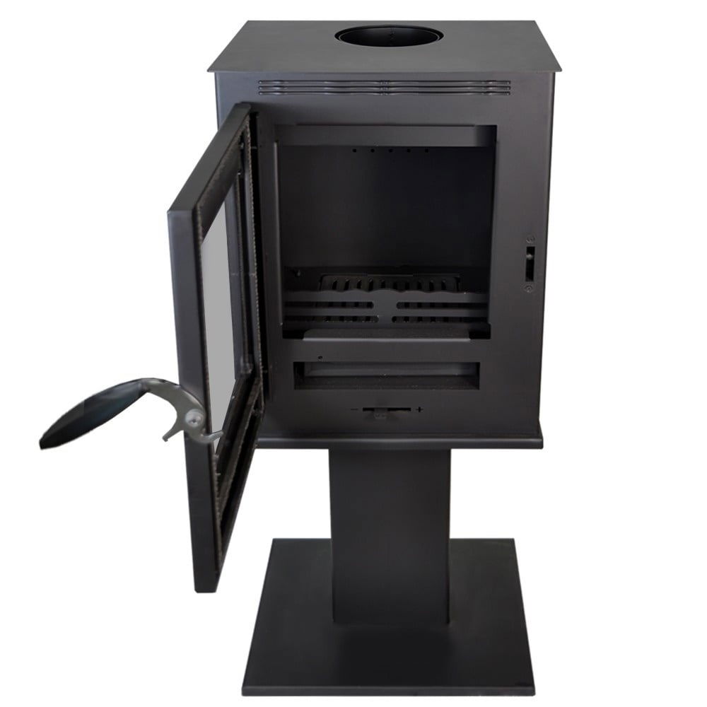 Pachet soba pe lemn Termax Vesta cu picior, 9.47 kW, randament 84.32%, 60 m², Negru, set accesorii, aspirator cenusa si suport lemne foc metalic Termax XL [4]