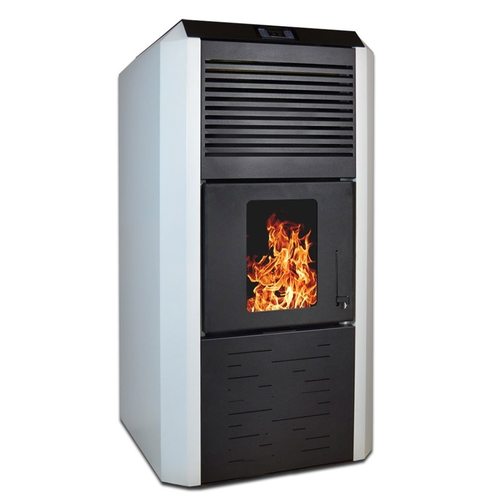 Pachet termosemineu cu peleti Termax Kamin ECO, 30 kW, 220 mp, buncar peleti 55 kg, volum apa 49 litri, diametru cos fum ⌀80 mm, vas expansiune si pompa recirculare incluse, Alb [5]