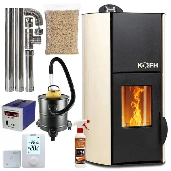 Pachet termosemineu pe peleti KOPH Fiama 25 kW – randament 93%, încălzire 160 mp [1]