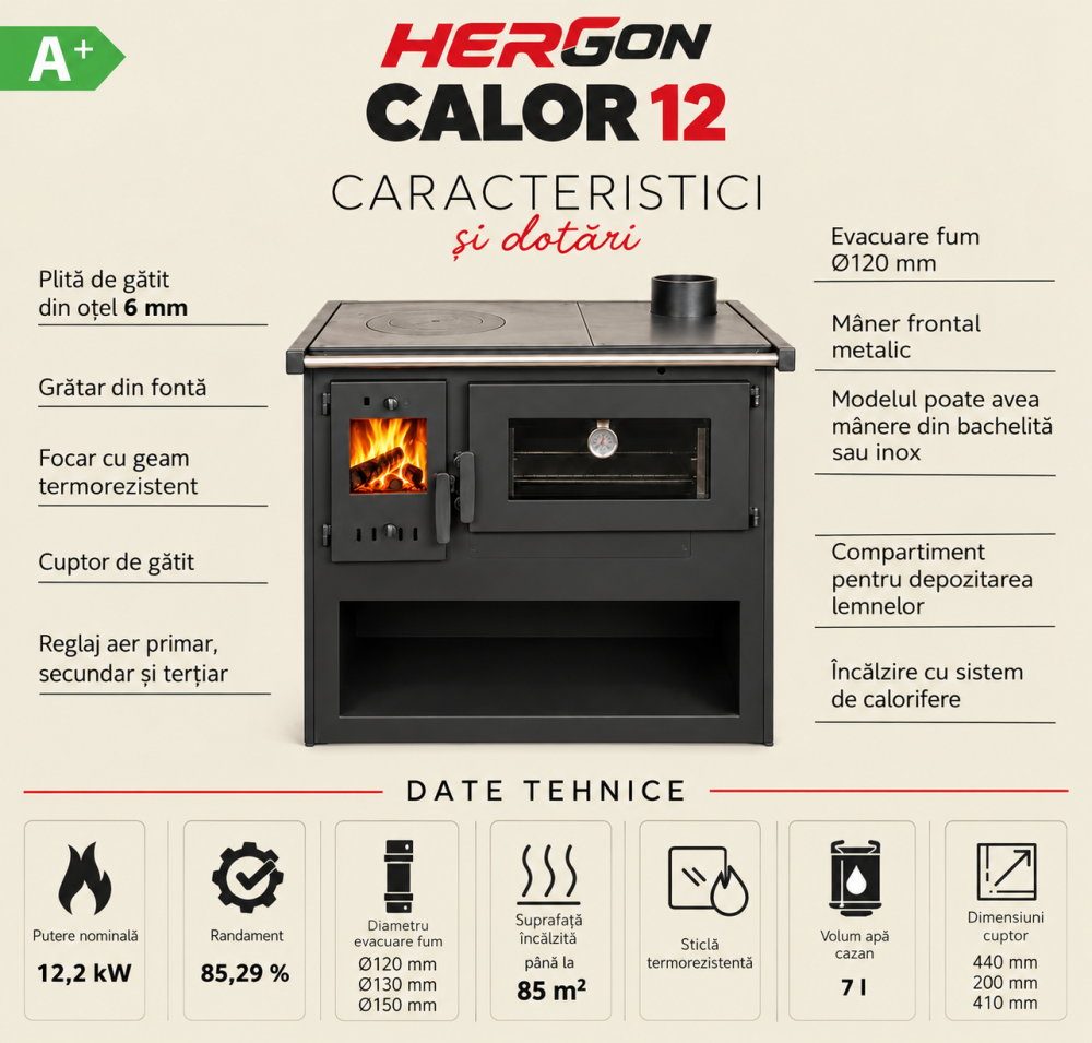 Pachet termosobă pe lemne 12,2 kW cu cuptor – Hergon Calor 12 [2]
