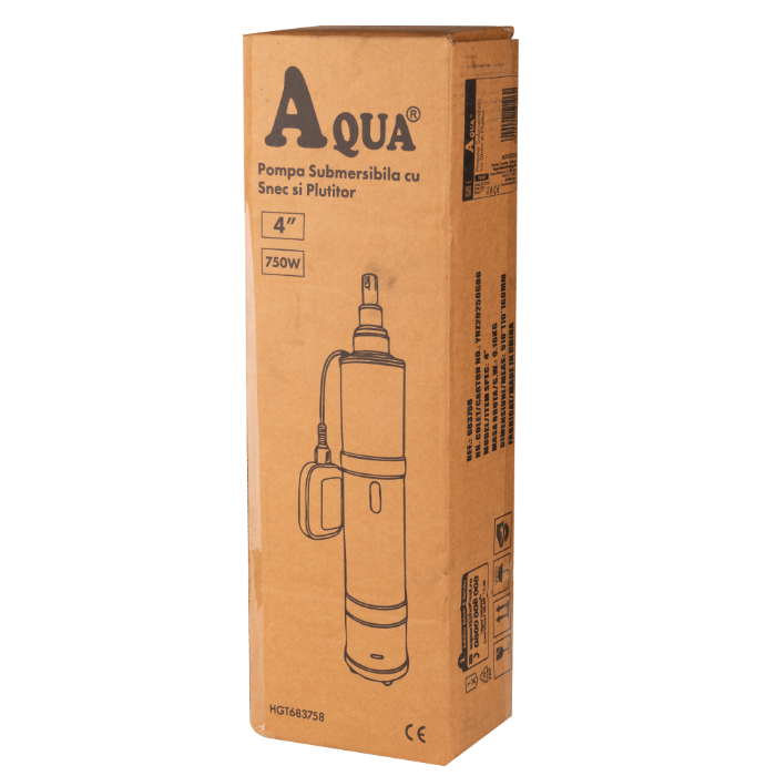 Pompa Submersibilă 4” Aqua cu Snec și Plutitor, 750W, 80m, 1.7 m³/h – pentru Puț și Grădină [3]