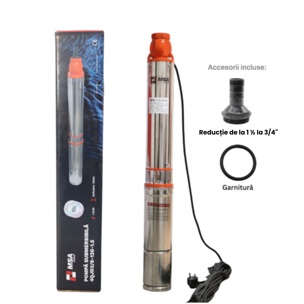 Pompa Submersibila MSA 4QJD2-8-120-1.5 1500W 8 Turbine Inox [2]